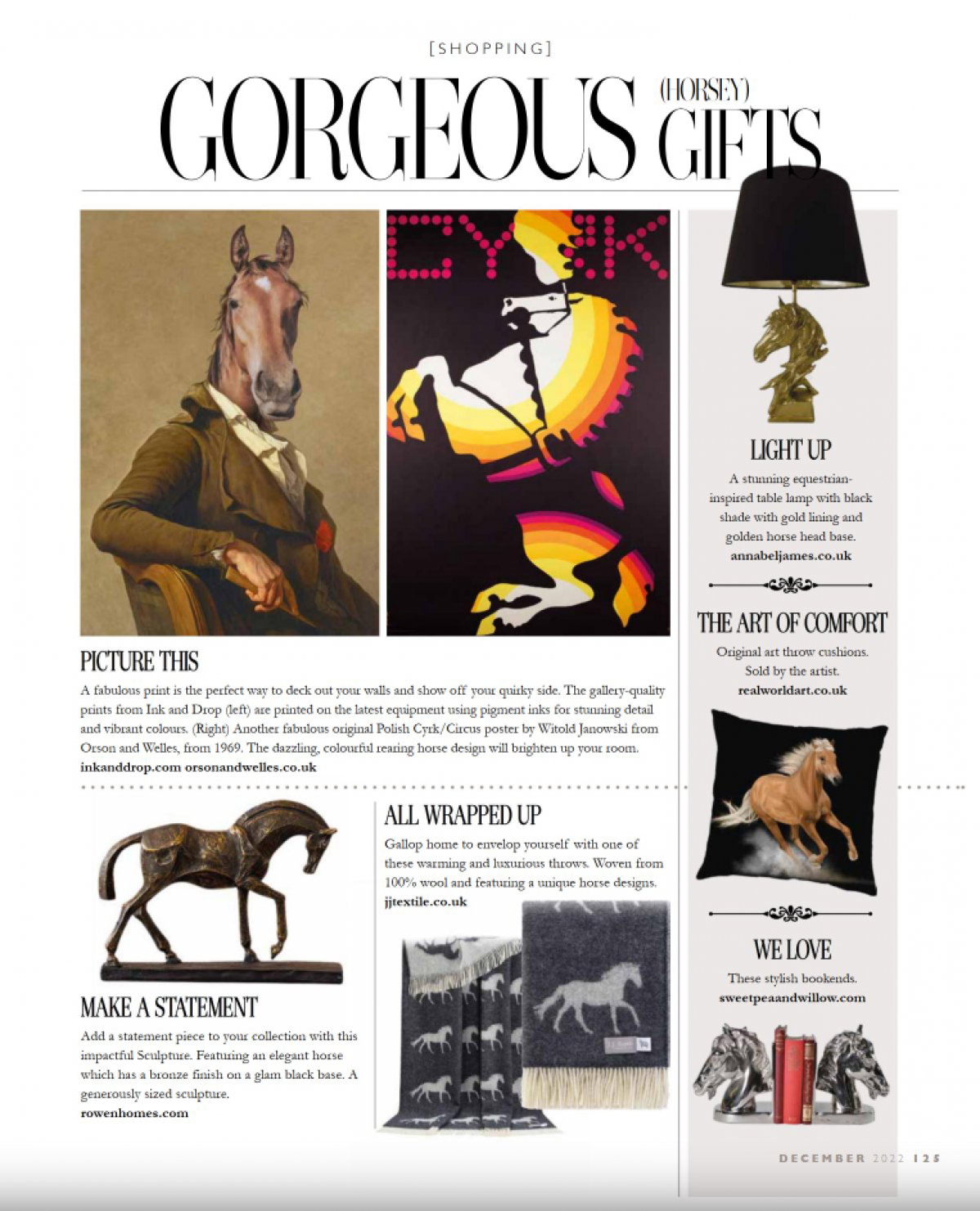 Palomino horse throw cushion as featured in LIFE Magazines
