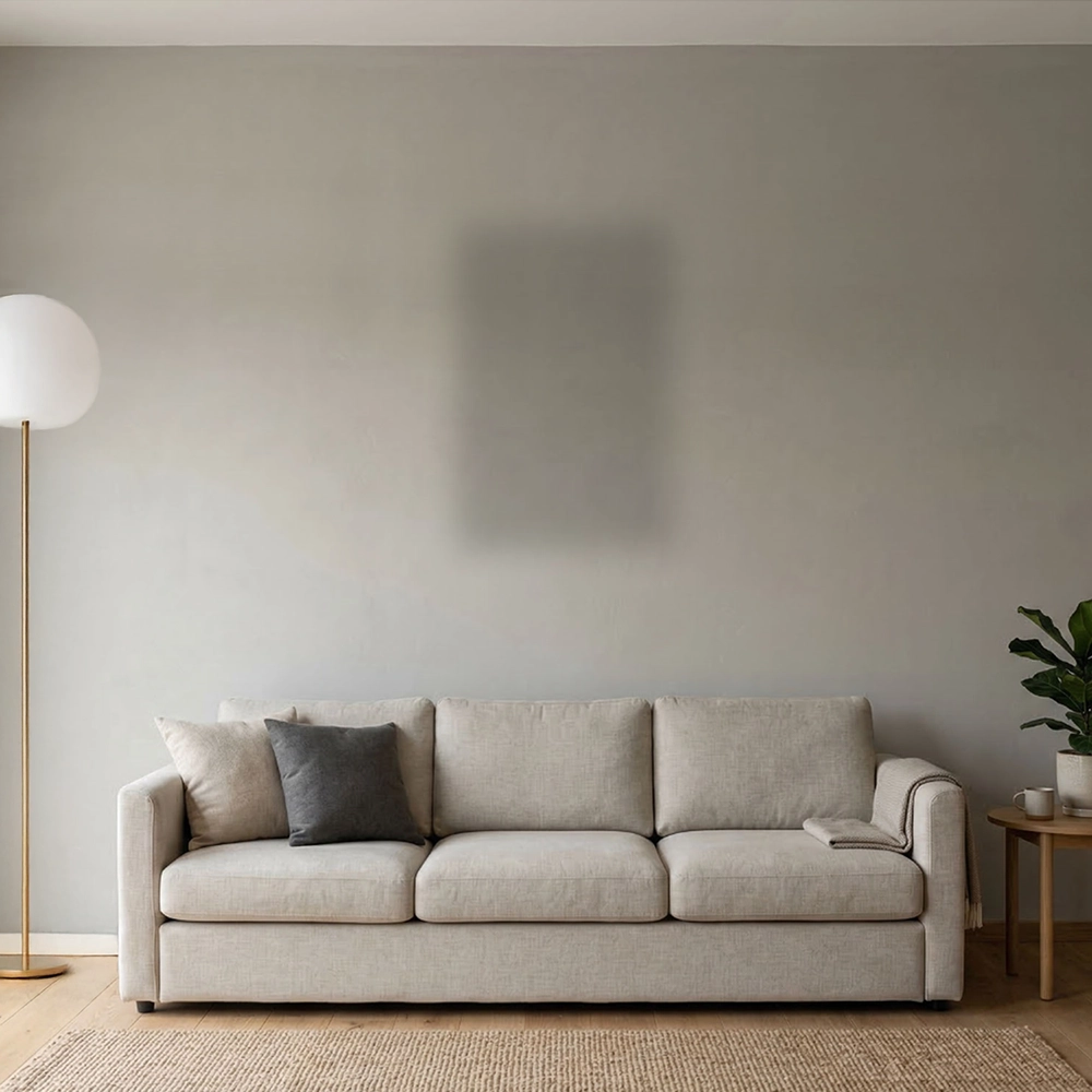 An example showing how a 20" x 30" canvas print could look in a living room setting.