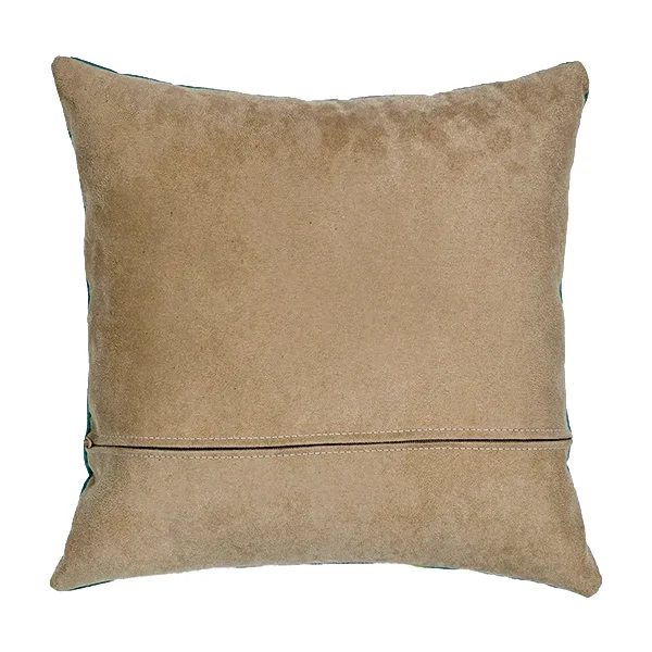 Reverse side of the soft faux suede single-sided cushion with a concealed zip. Double-sided print option is also available.