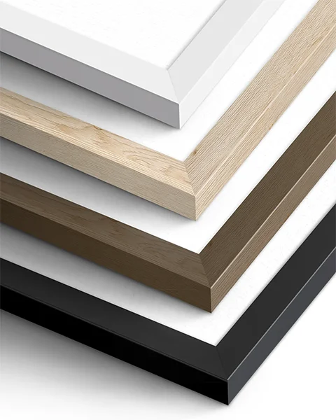 Solid Pine wood frame in a choice of colours: Black, White, Natural Wood or Dark Brown.