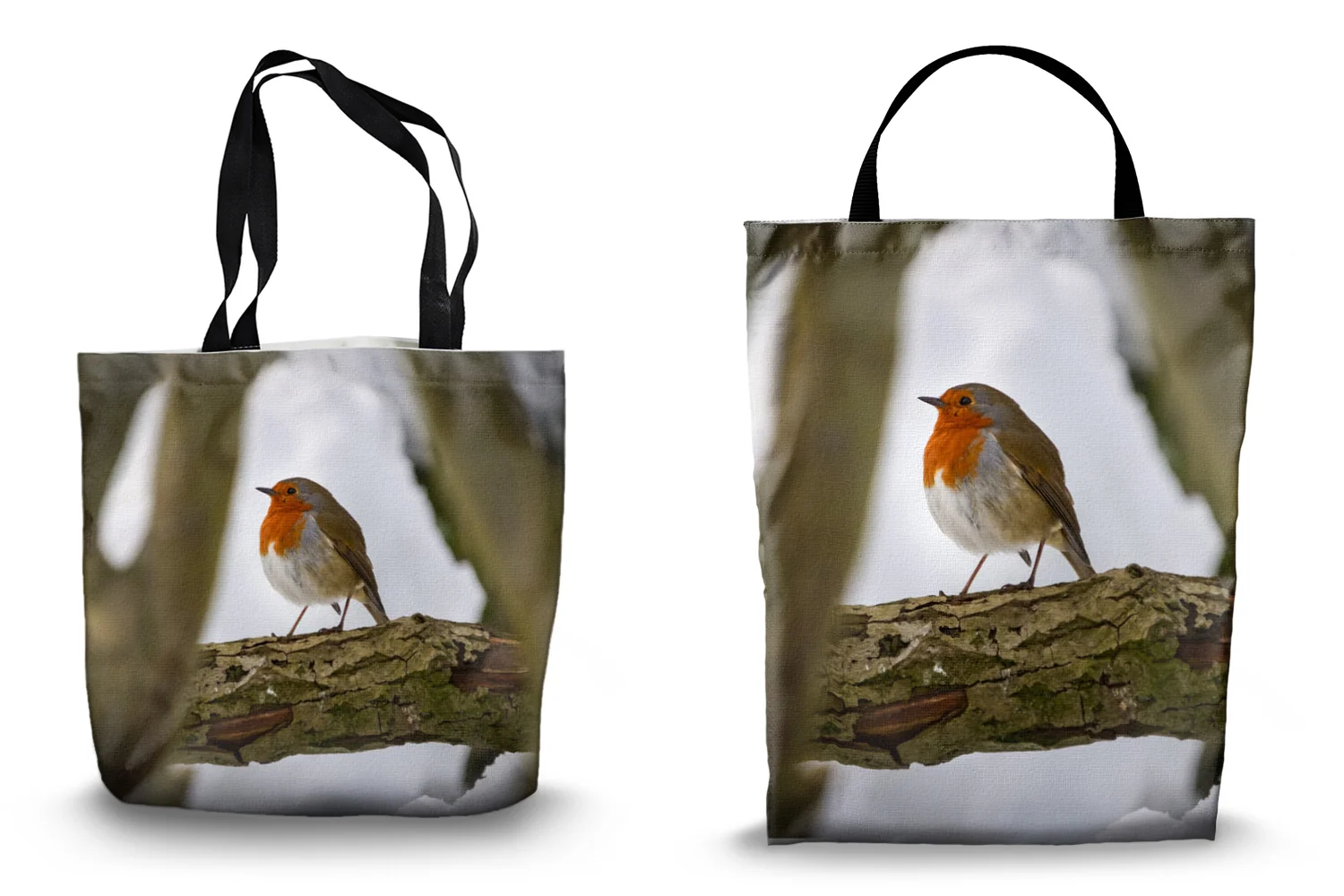 Winter Robin Shopping Tote Bags