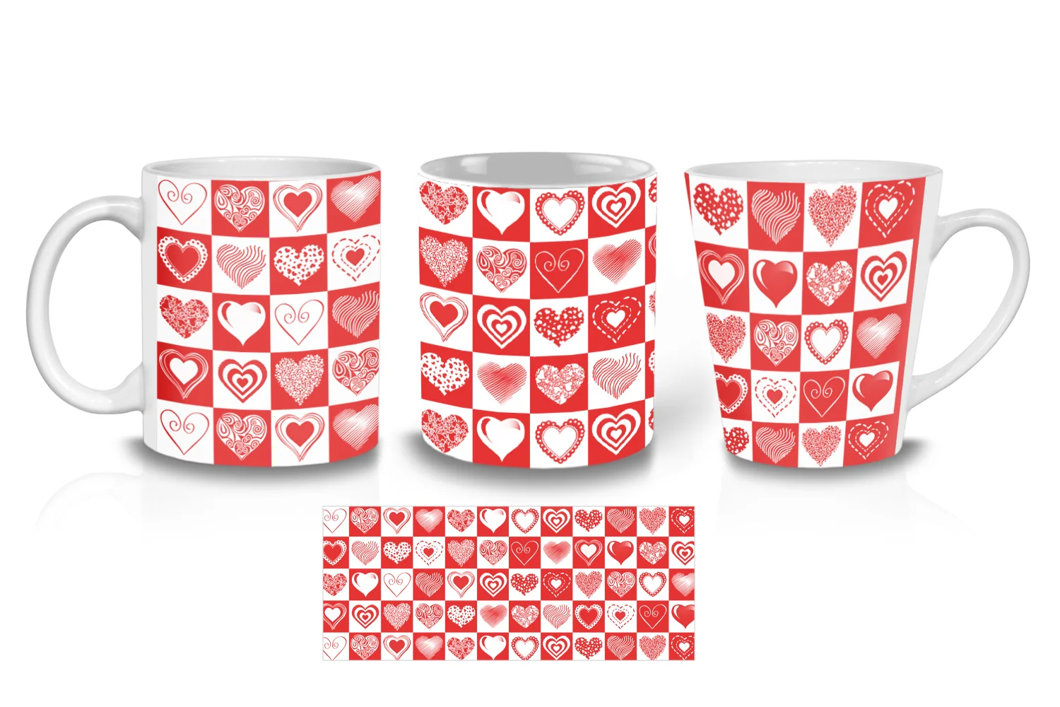 Patchwork Hearts Valentines Coffee Mugs