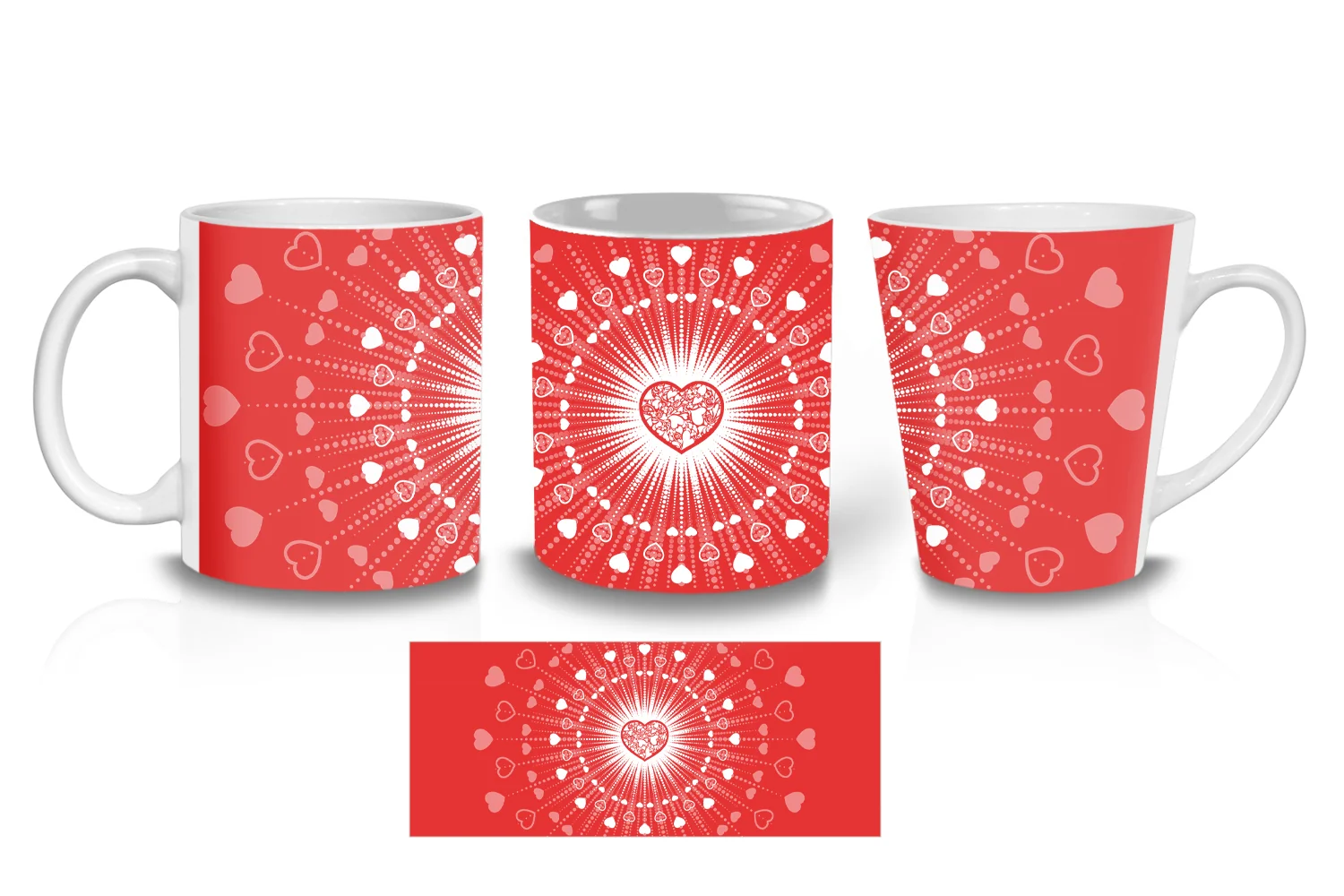 Red Heartburst Valentine Coffee Mugs