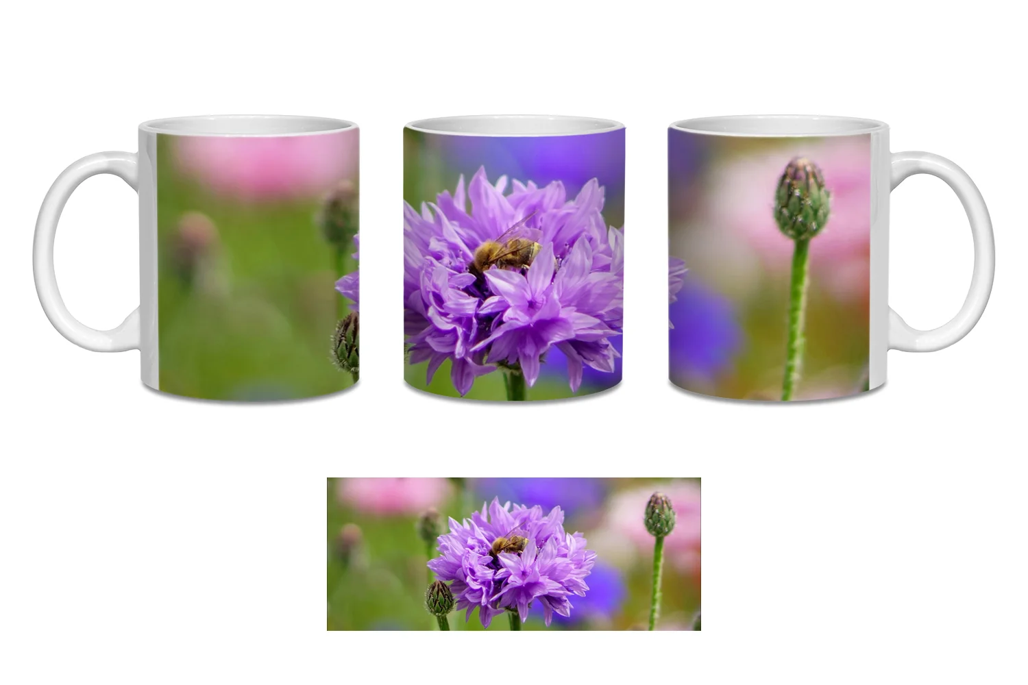 Dark Pink Cornflower  Coffee Mugs