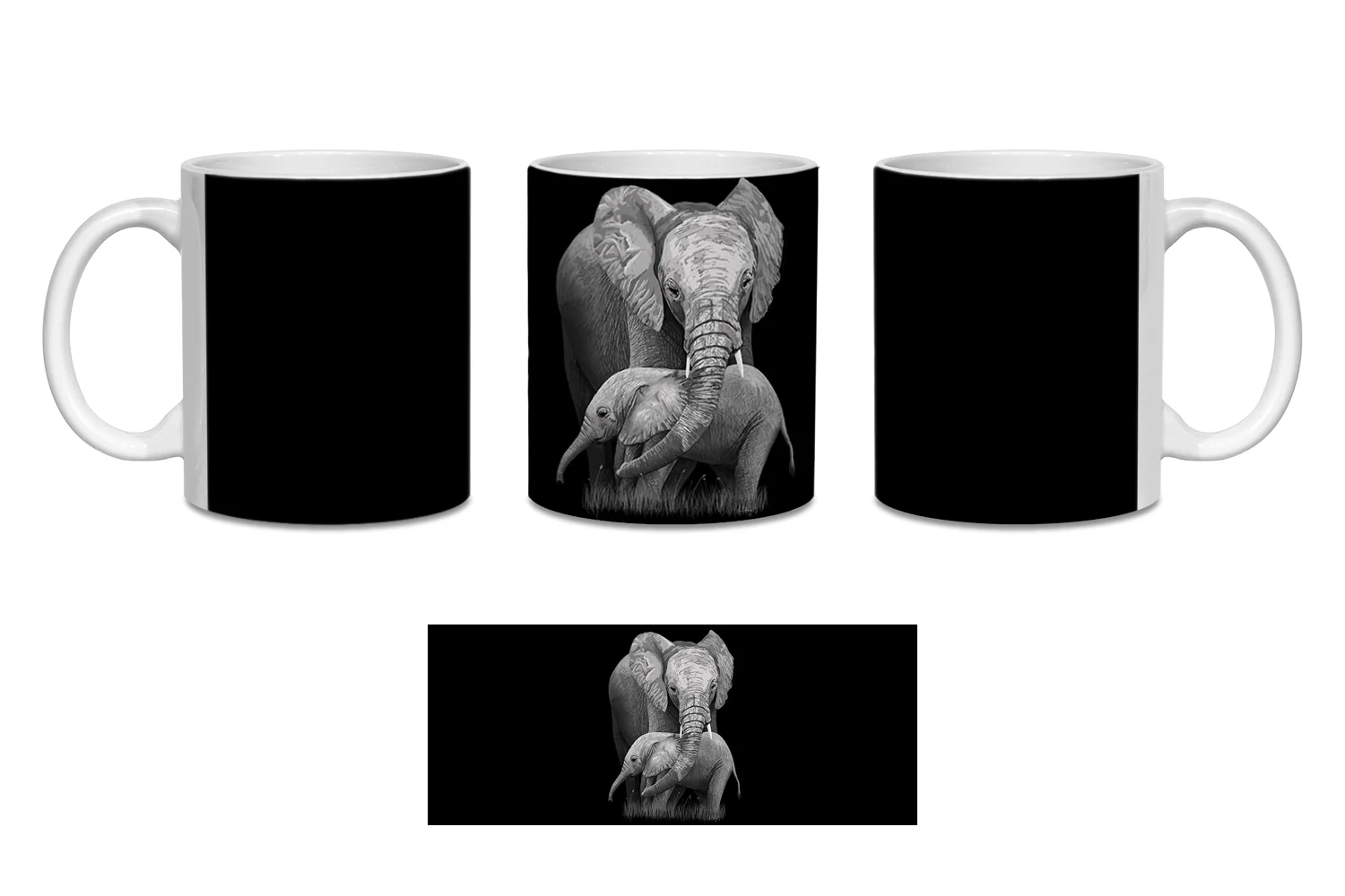 Mother and Baby Elephant  Printed Ceramic Mugs