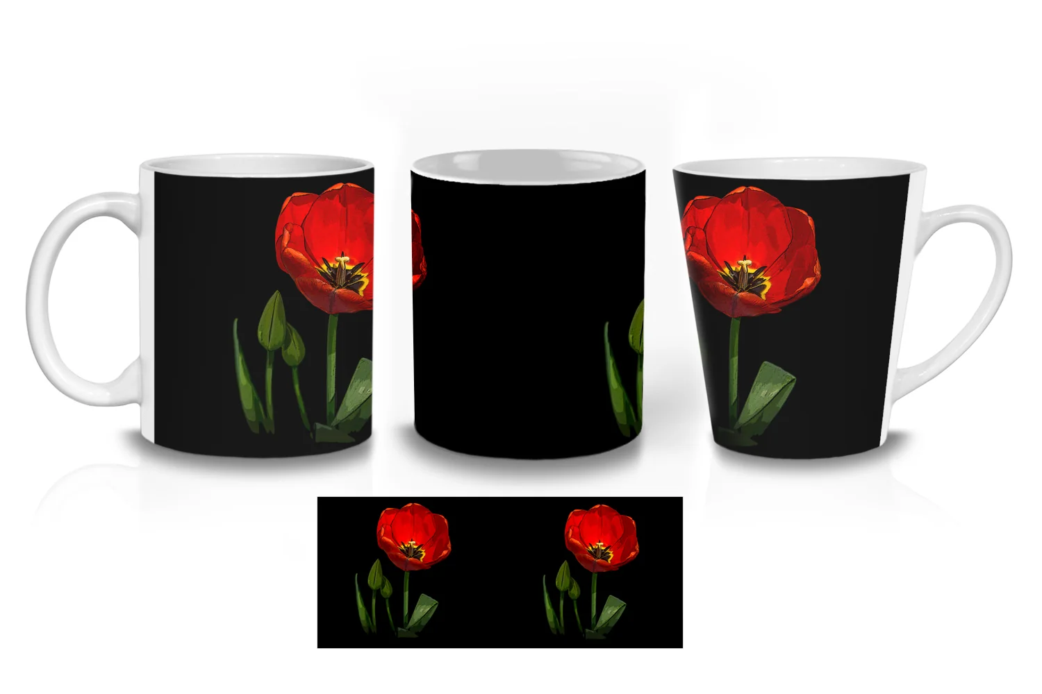 Red Tulip Pop Art Coffee Mugs