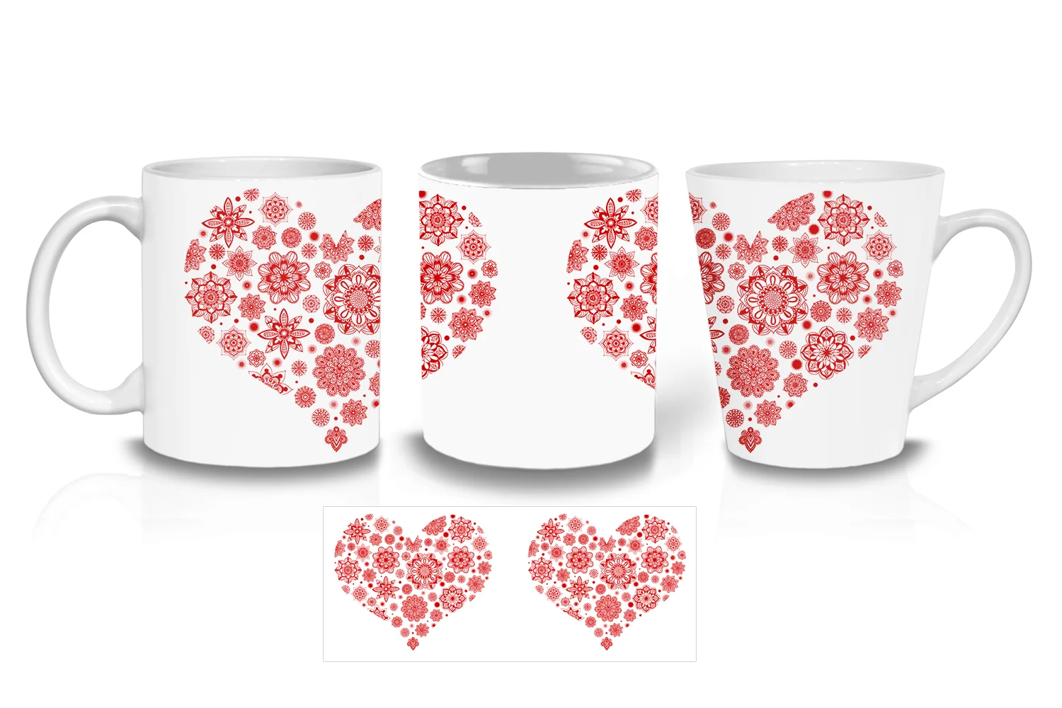 Red Mandala Heart  Coffee Mugs