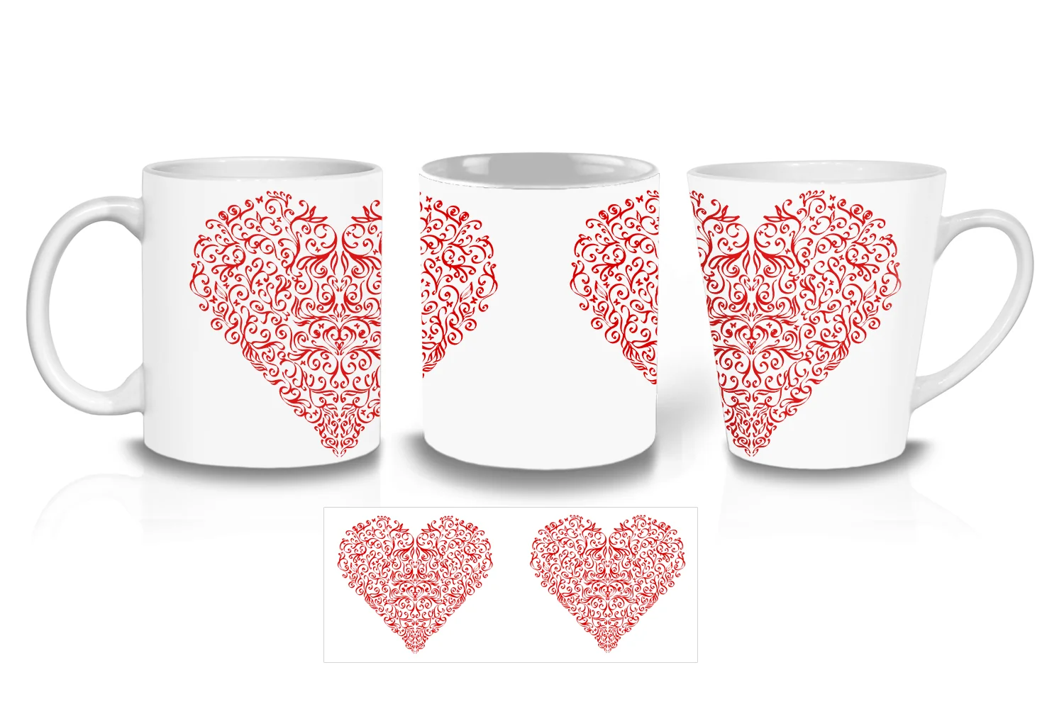 Scroll Heart  Coffee Mugs