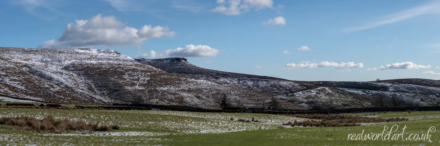 Panoramic Art Prints: Higger Tor in winter taken at Hope Valley, Peak District National Park, Derbyshire 