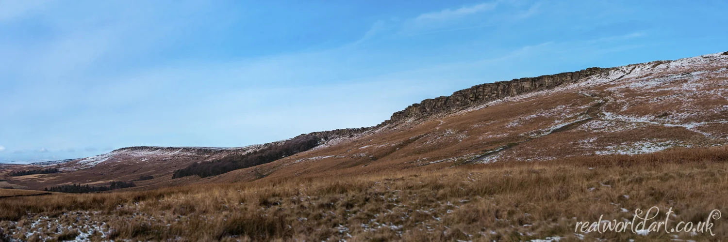 Panoramic Art Prints: Stanage Edge in winter taken at Hope Valley, Peak District National Park, Derbyshire 
