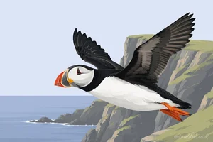 Atlantic Puffin Coastal Illustration Greeting Cards