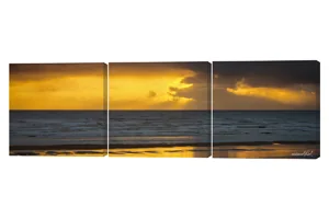 Dawn Breaking Over The Ocean 3 Piece Canvas Wall Art