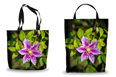 Purple Clematis Piilu Shopping Tote Bags
