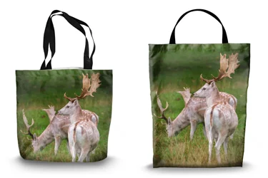 Grazing Fallow Deer Shopping Tote Bags