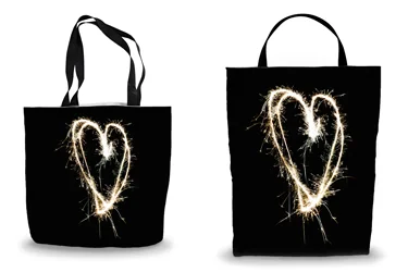Firework Heart Shopping Tote Bags