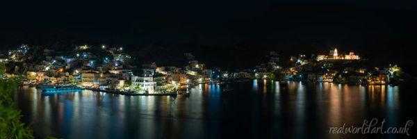 Night on Symi Panoramic Art Prints