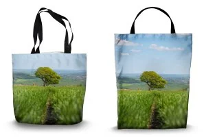 Spring Wheat Field Tree Shopping Tote Bags