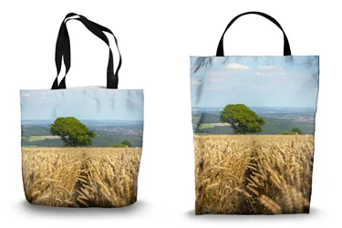 Summer Wheat Field Tree Shopping Tote Bags