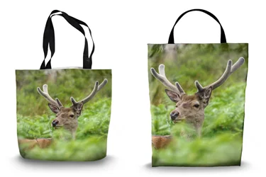 Red Deer Stag Head Shopping Tote Bags