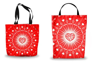 Red Heartburst Shopping Tote Bags