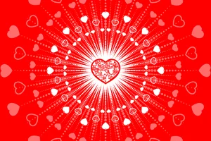 Red Heartburst Art Prints