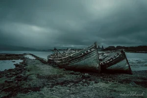 Mull Abandoned Boats Greeting Cards