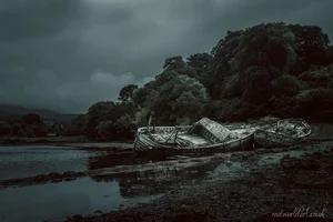 Salen Boat Ruins Greeting Cards
