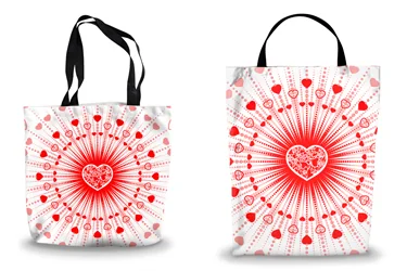 White Heartburst Shopping Tote Bags