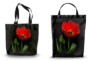 Red Tulip Pop Art Shopping Tote Bags