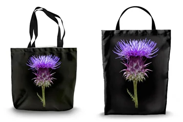 Purple Artichoke Thistle Shopping Tote Bags