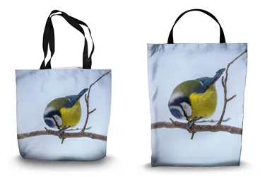 Preening Blue Tit Shopping Tote Bags