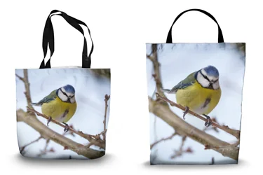 Perched Blue Tit Shopping Tote Bags