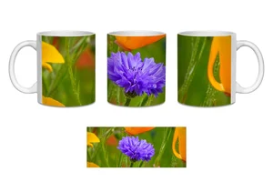 Cornflower Among California Poppies Coffee Mugs