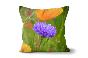 Cornflower Among California Poppies Scatter Cushions