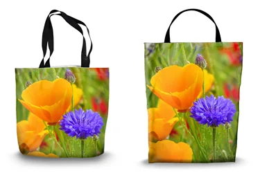 Cornflower And California Poppies Shopping Tote Bags