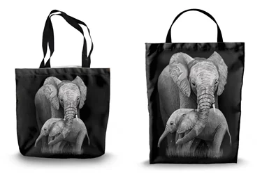 Mother and Baby Elephant Shopping Tote Bags
