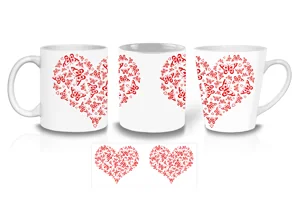 Red Butterflies Heart Coffee Mugs
