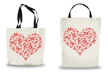 Red Butterflies Heart Shopping Tote Bags