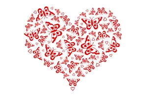 Red Butterflies Heart Art Prints