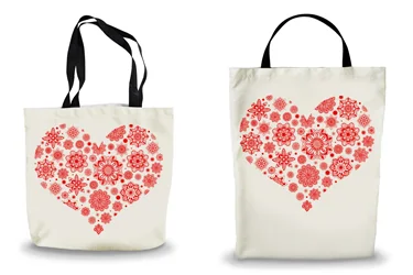 Red Mandala Heart Shopping Tote Bags