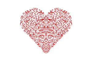 Red Scroll Heart Art Prints