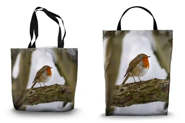 Curious Winter Robin Shopping Tote Bags