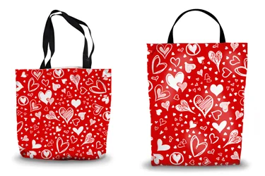 Red Sketched Hearts Shopping Tote Bags
