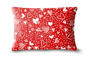 Red Sketched Hearts Bolster