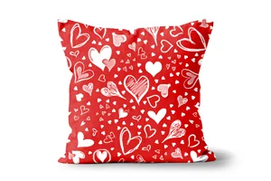 Red Sketched Hearts Scatter Cushions