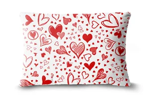 White Sketched Hearts Bolster