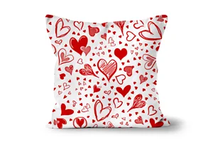 White Sketched Hearts Scatter Cushions