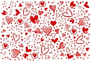 White Sketched Hearts Art Prints