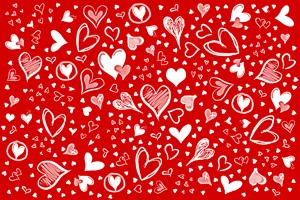 Red Sketched Hearts Art Prints