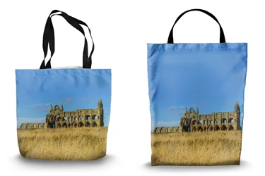 Whitby Abbey Sunset Shopping Tote Bags